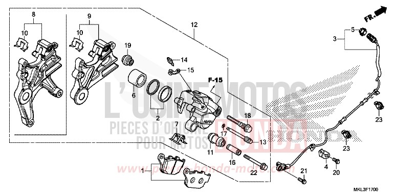 HINTERRAD-BREMSSATTEL von NC750X "Meca" MAT PEARL GLARE WHITE (NHB54) von 2019
